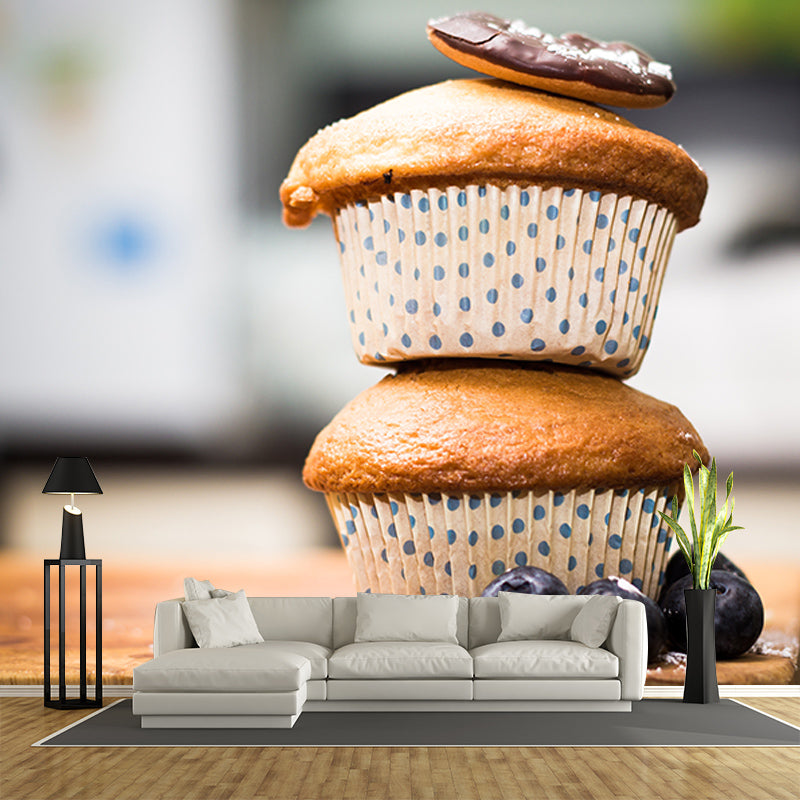 Dessert Mural Wallpaper Washable Wall Decoration for Dessert Shop, Stain Resistant
