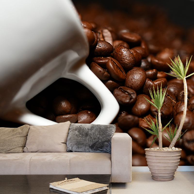 Coffee Beans Mural Wallpaper for Coffee Shop Decor, Custom Size Available