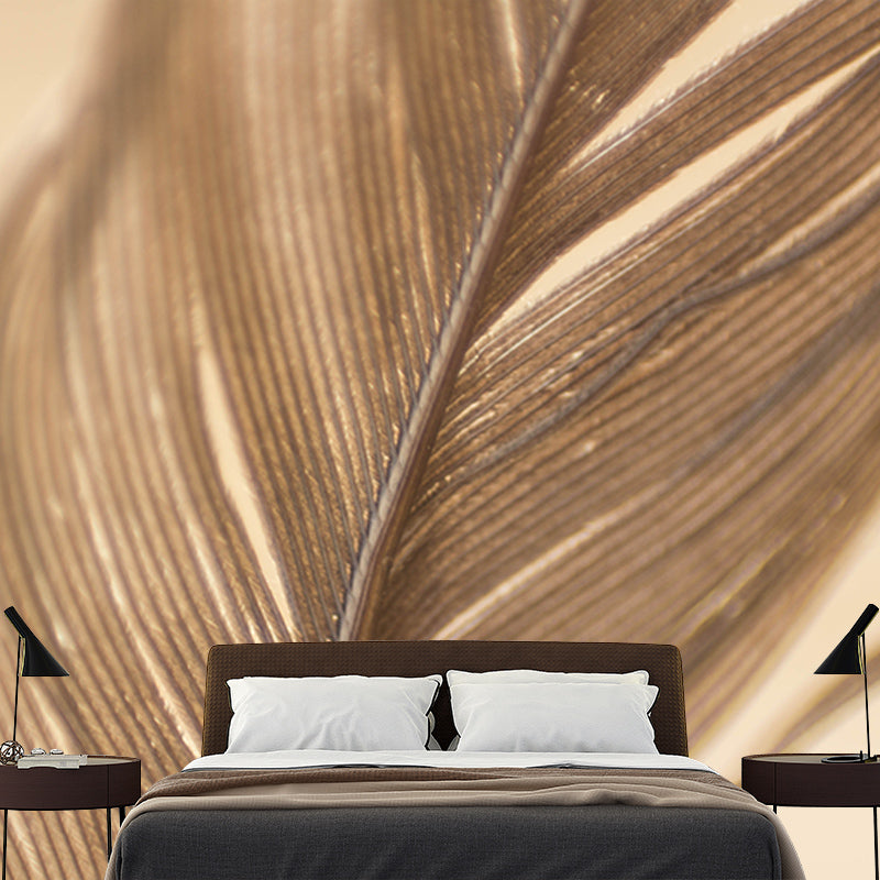 Light Plumage Flower Mural Wallpaper Modern Wall Covering for Accent Wall