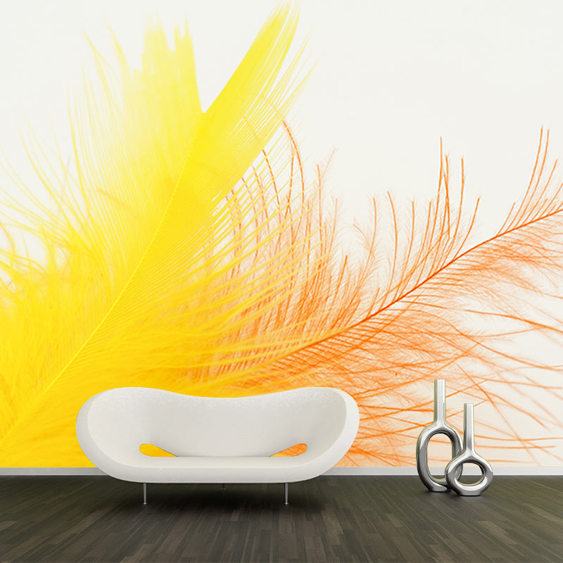 Light Plumage Flower Mural Wallpaper Modern Wall Covering for Accent Wall