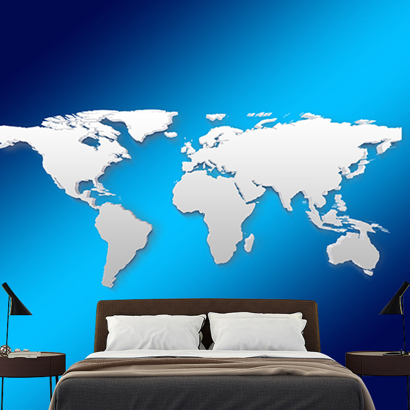Map Mural Water-Resistant Wall Covering for Living Room, Custom Size Available