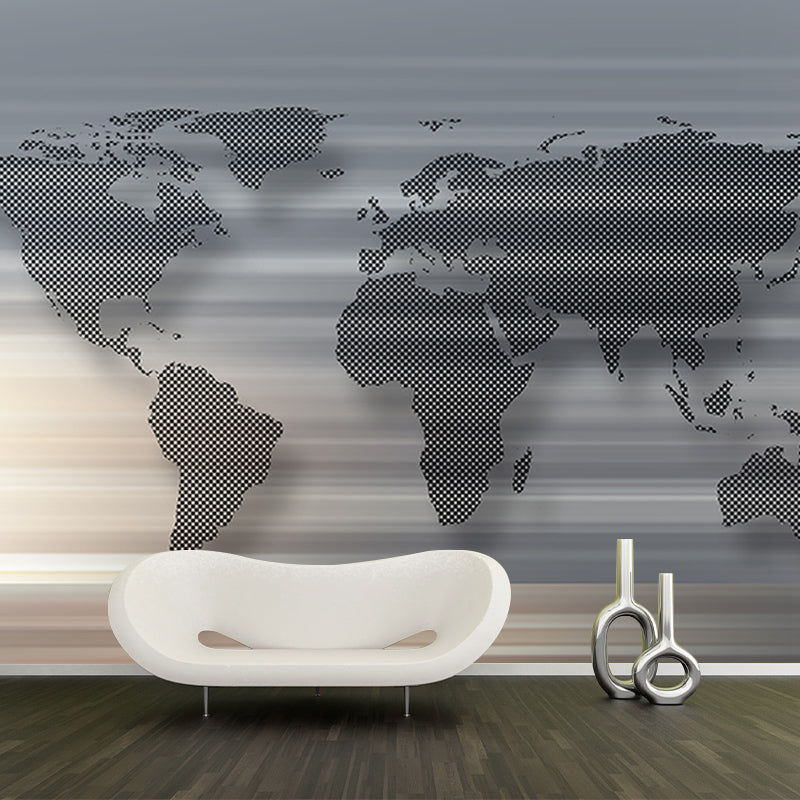 Map Mural Water-Resistant Wall Covering for Living Room, Custom Size Available
