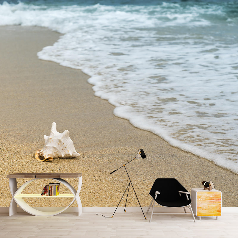 Customized Beach Mural Wallpaper Mildew Resistant for Living Room Decor