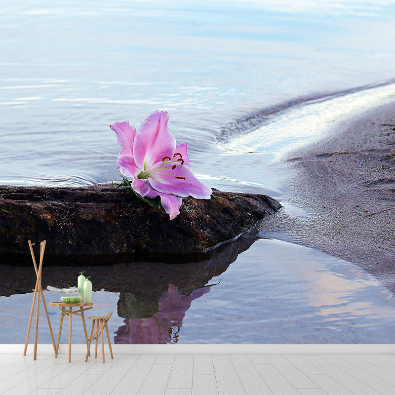 Photography Coastal Mural Wallpaper Mildew Resistant for Living Room Decor