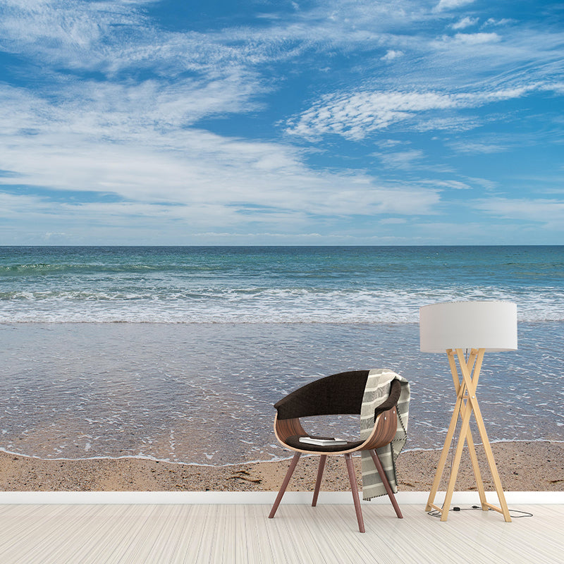 Photography Coastal Mural Wallpaper Mildew Resistant for Living Room Decor