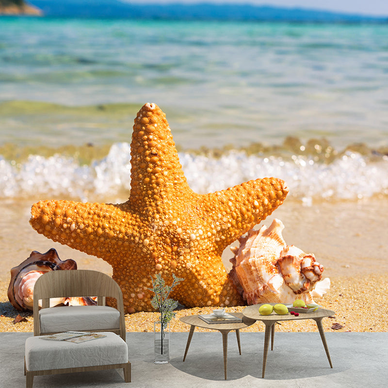 Contemporary Coastal Mural Wallpaper Mildew Resistant for Living Room Decor