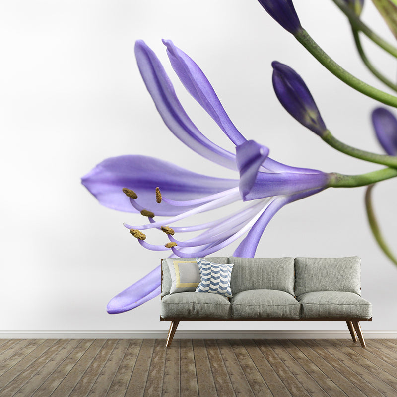 Lily Mural Wall Covering for Living Room Decorative Mildew Resistant Wallpaper