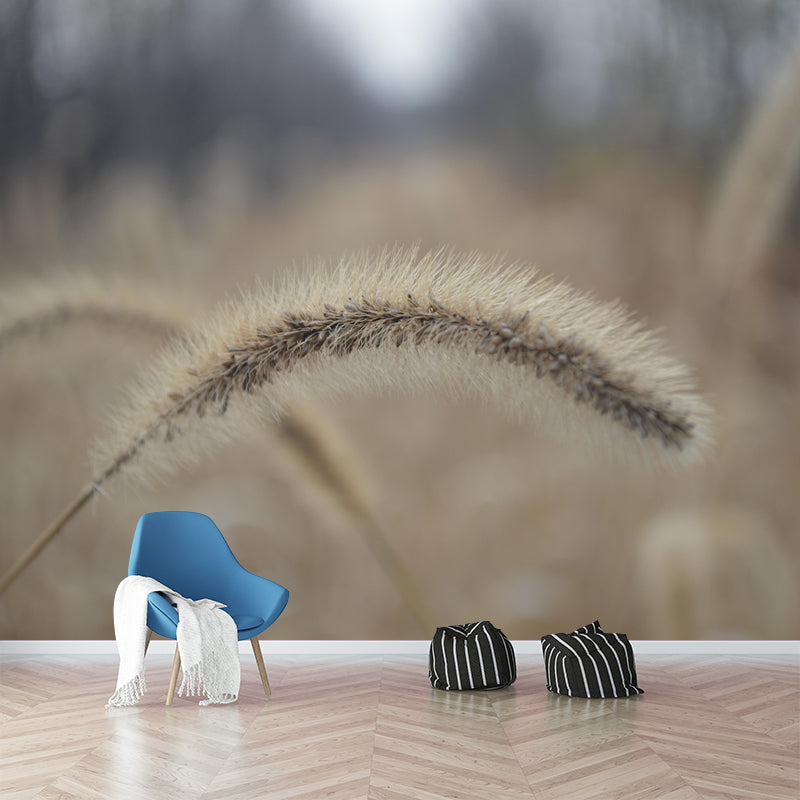 Customized Dogs Tail Grass Wall Mural Stain Resistant for Living Room Decor