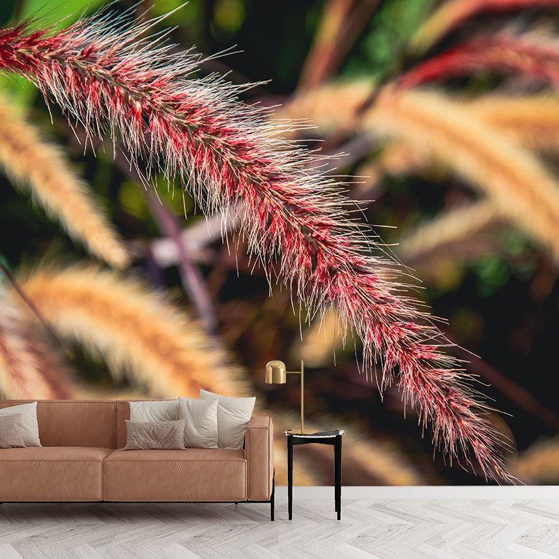 Foxtail Plant Mural Wallpaper Eco-friendly Moisture Resistant for Bedroom Decor