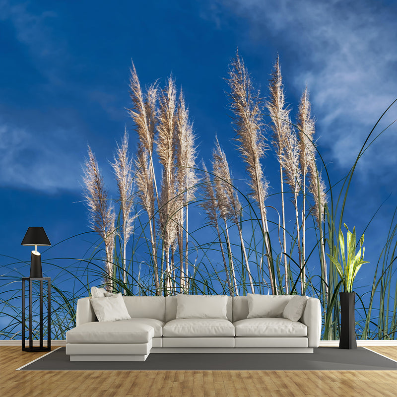 Customized Reed Grass Wall Mural Stain Resistant for Living Room Decor