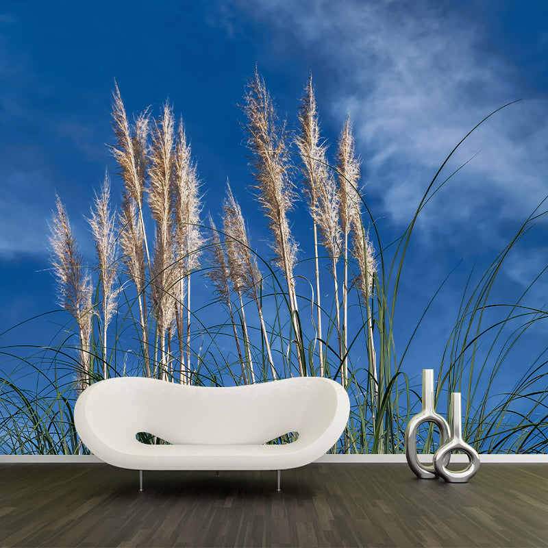 Customized Reed Grass Wall Mural Stain Resistant for Living Room Decor