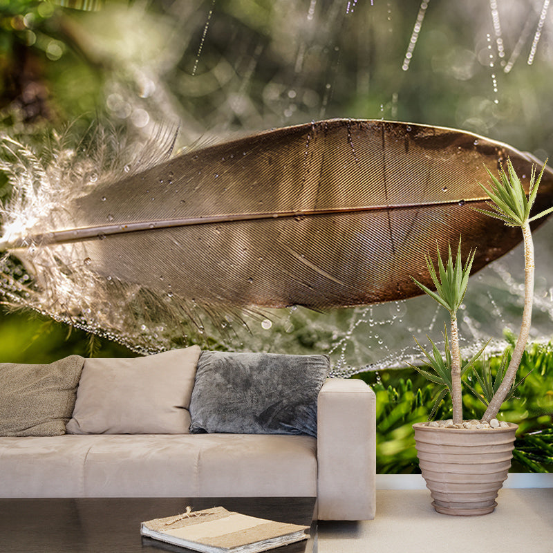 Mural Wallpaper with Feather Pattern Wall Covering for Living Room Bedroom