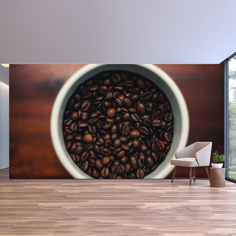 Coffee Beans Wall Mural for Coffee Shop Decor Stain Resistant, Custom Size Available