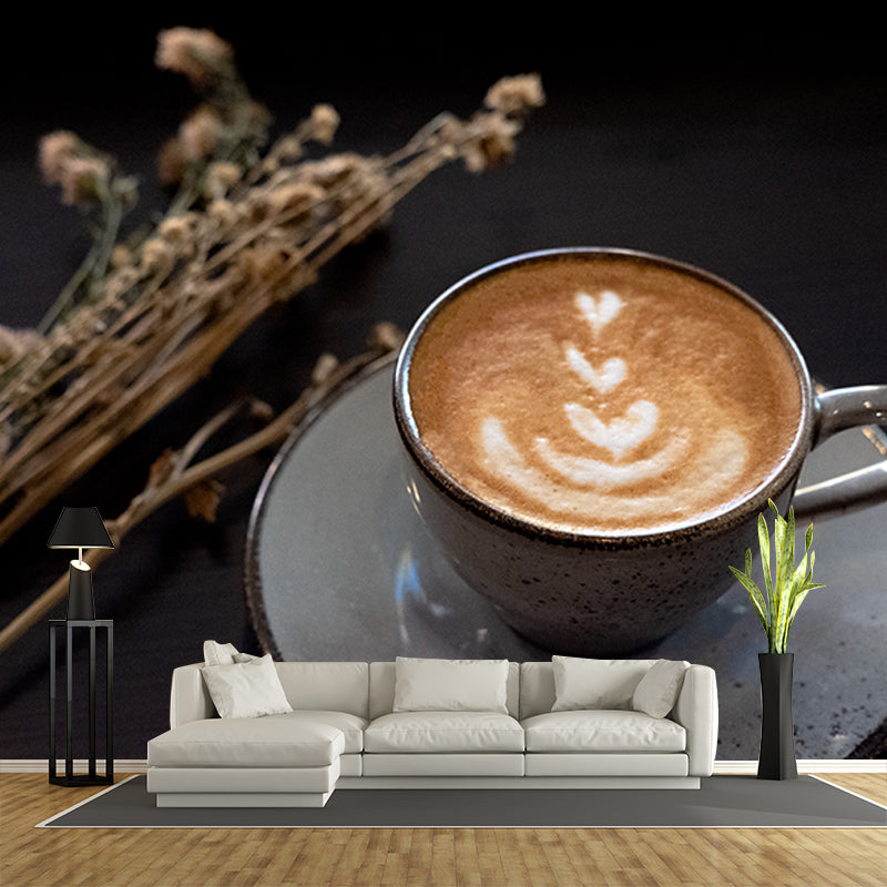 Coffee Mural Stain-Resistant Coffee Shop Wall Decoration, Custom Size Available