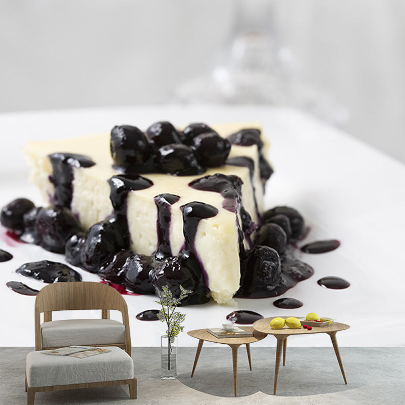 Simple Dessert Shop Murals Decor Cheesecake Dessert Mural Wallpaper, Custom Size Available