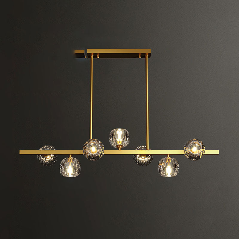 Simple Light Luxury Modern Style Crystal LED Hanging Island Pendant Light for Dining Room