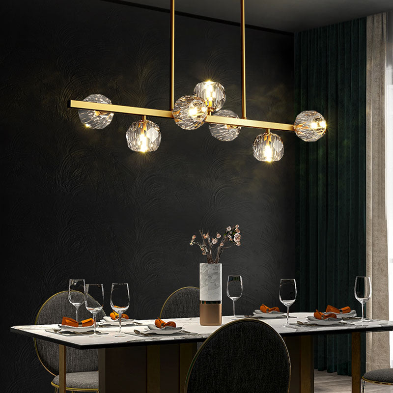 Lumière simple luxe moderne Crystal LED suspendu îlot suspendu pour salle à manger