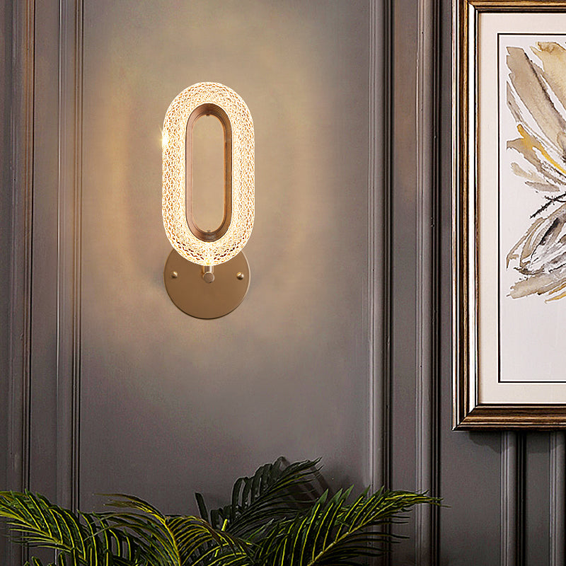 Nordic Circle Shade Wall Sconce Light, Luxury Acrylic Linear Sconce Light Fixture for Bedroom