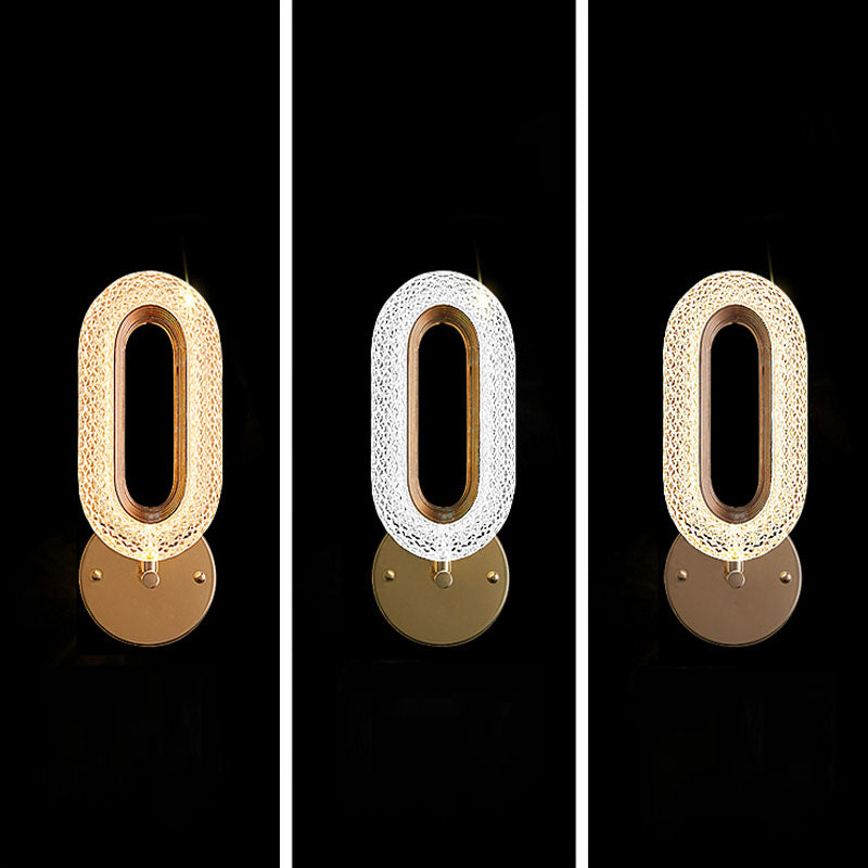 Nordic Circle Shade Wall Sconce Light, Luxury Acrylic Linear Sconce Light Fixture for Bedroom