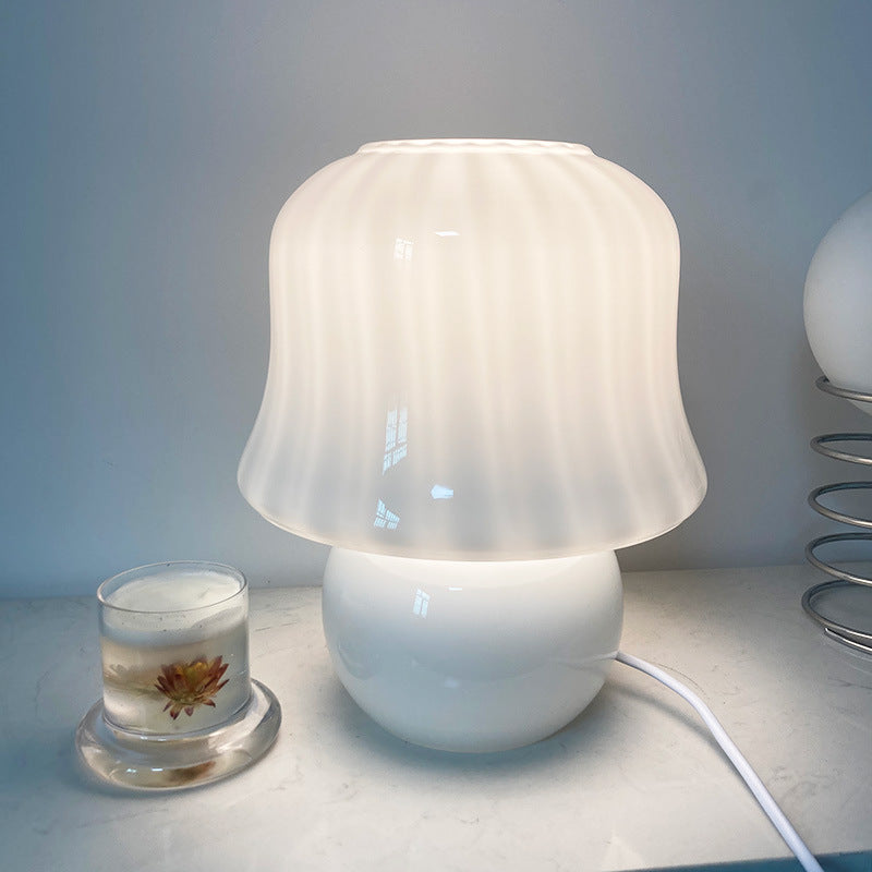 Lampade da tavolo in vetro a forma di tamburo Lampade da comodino in vetro stile moderno a 1 luce
