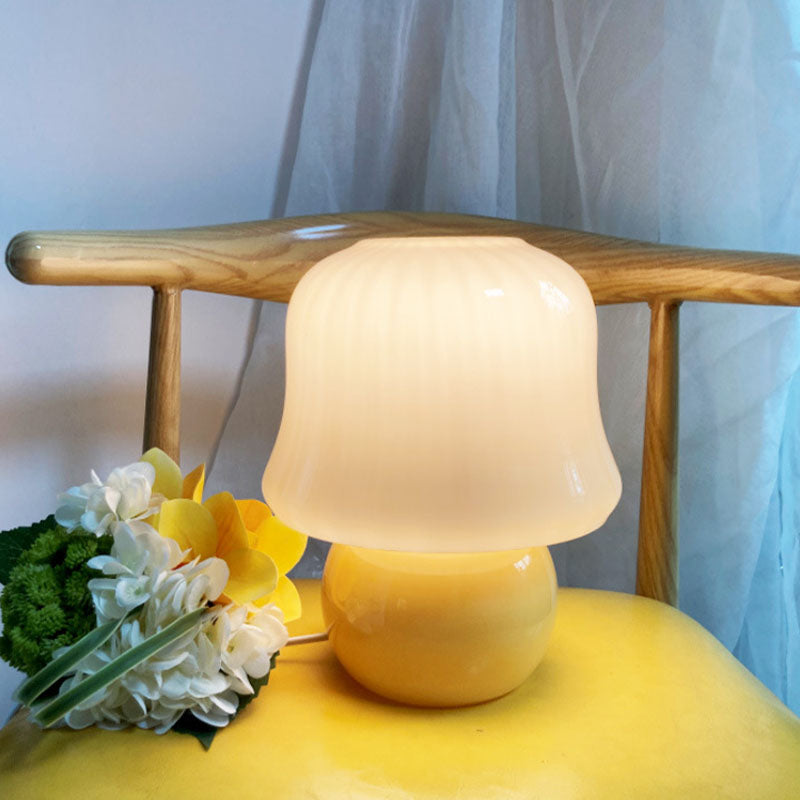 Lampade da tavolo in vetro a forma di tamburo Lampade da comodino in vetro stile moderno a 1 luce