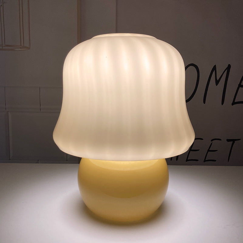 Lampade da tavolo in vetro a forma di tamburo Lampade da comodino in vetro stile moderno a 1 luce