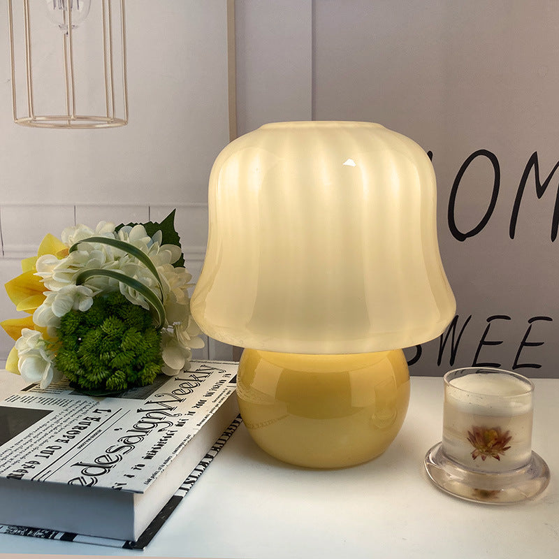 Lampade da tavolo in vetro a forma di tamburo Lampade da comodino in vetro stile moderno a 1 luce