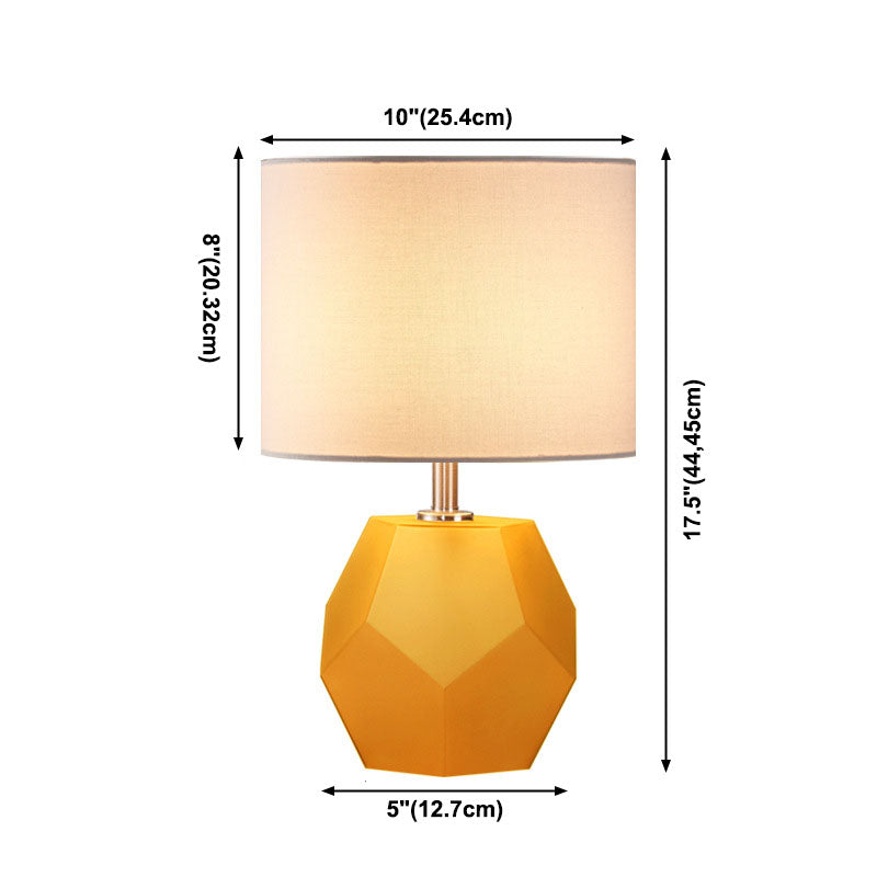 Modern Style Barrel Table Lamp Glass and Fabric 1 Head Night Table Lamps