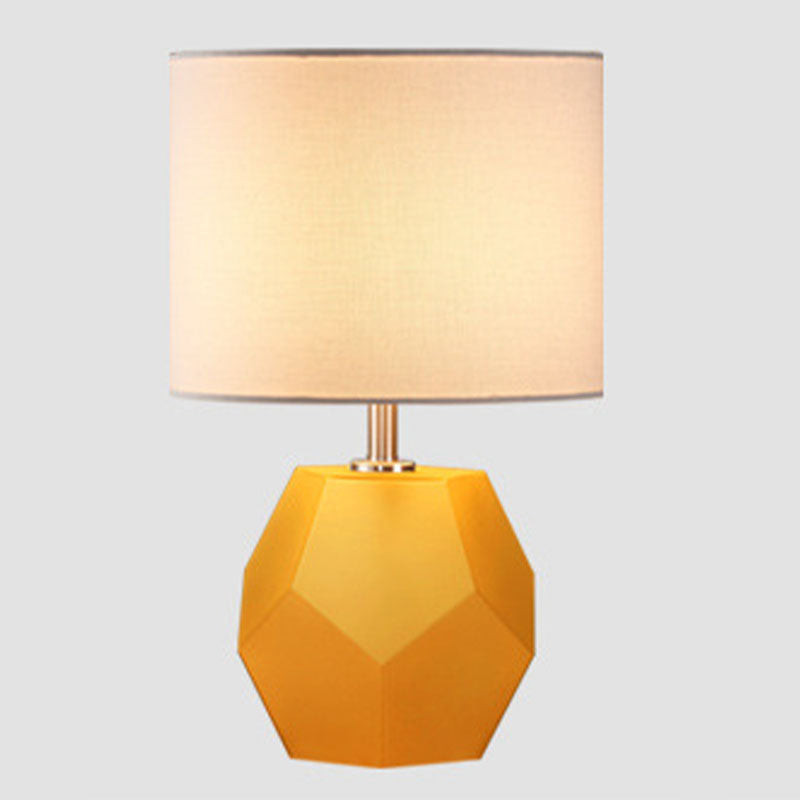 Modern Style Barrel Table Lamp Glass and Fabric 1 Head Night Table Lamps