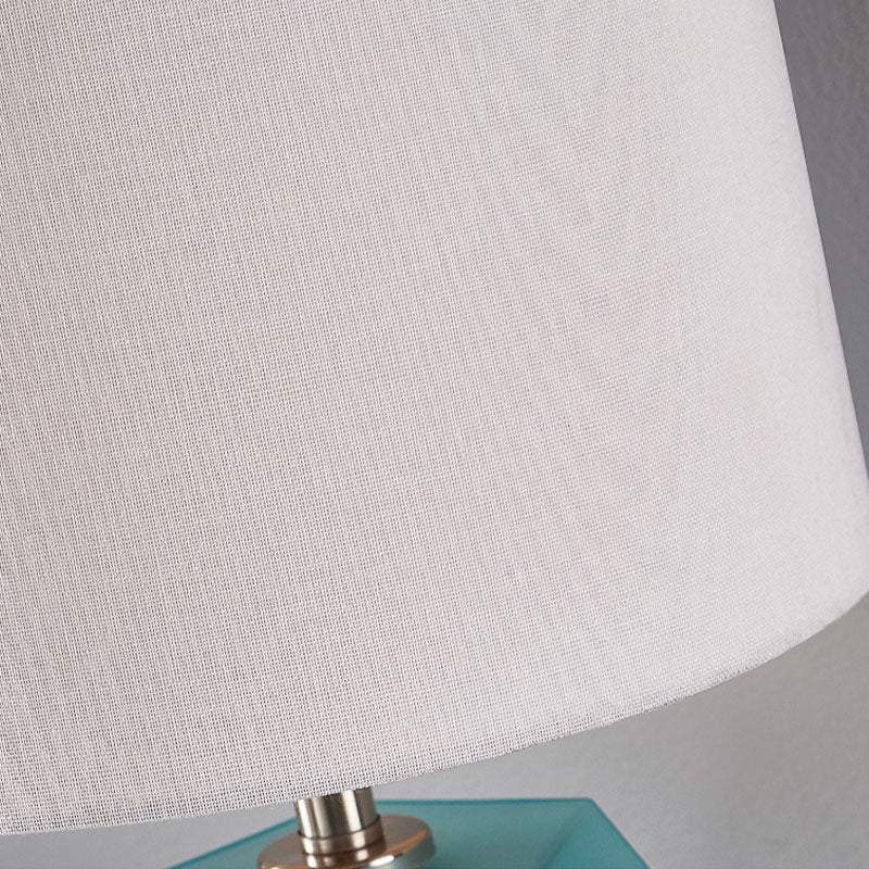 Modern Style Barrel Table Lamp Glass and Fabric 1 Head Night Table Lamps