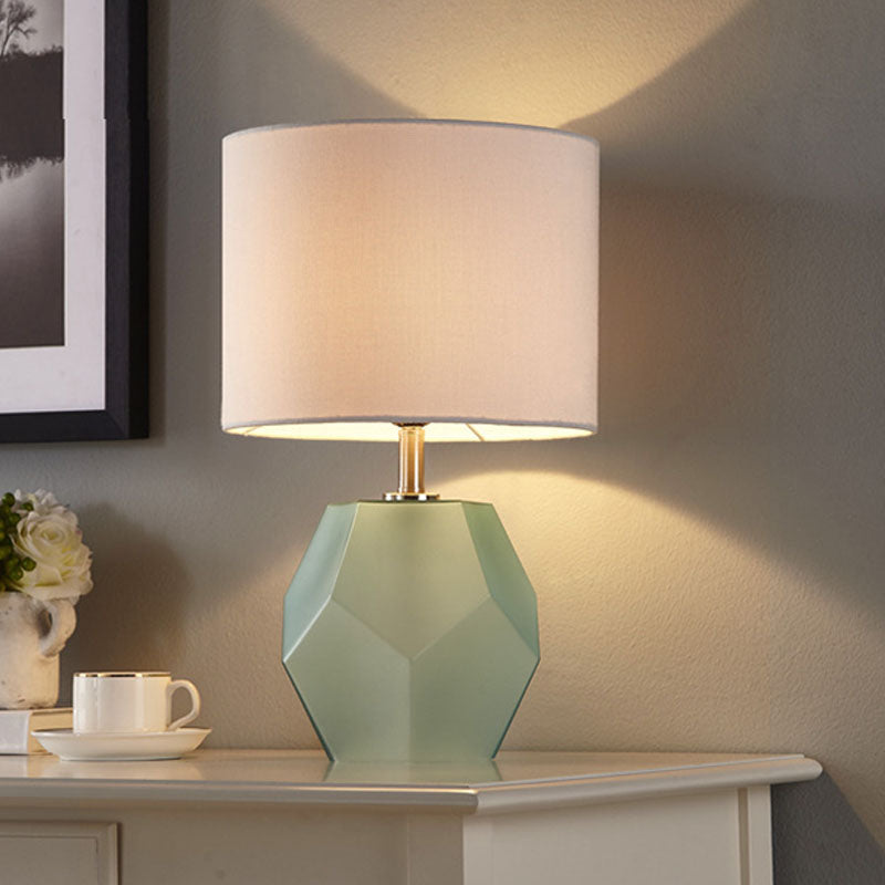 Modern Style Barrel Table Lamp Glass and Fabric 1 Head Night Table Lamps