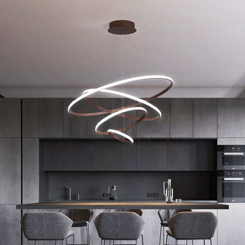 Multi-Rings Multi-Tier Modern Simple Style Metal Hanging Chandelier Lighting Fixtures