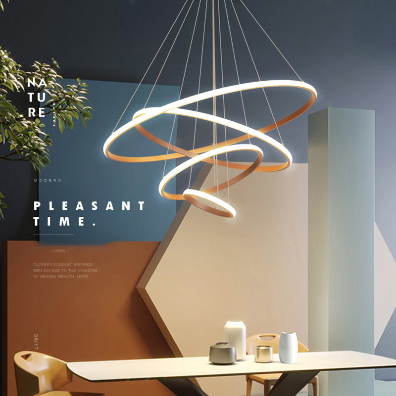 Multi-Rings Multi-Tier Modern Simple Style Metal Hanging Chandelier Lighting Fixtures