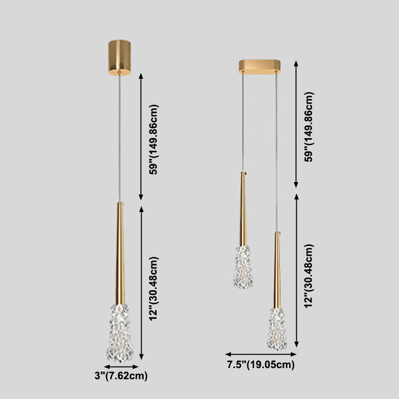 Luz de colgante de cristal transparente Lighting de suspensión de techo cónico de estilo moderno