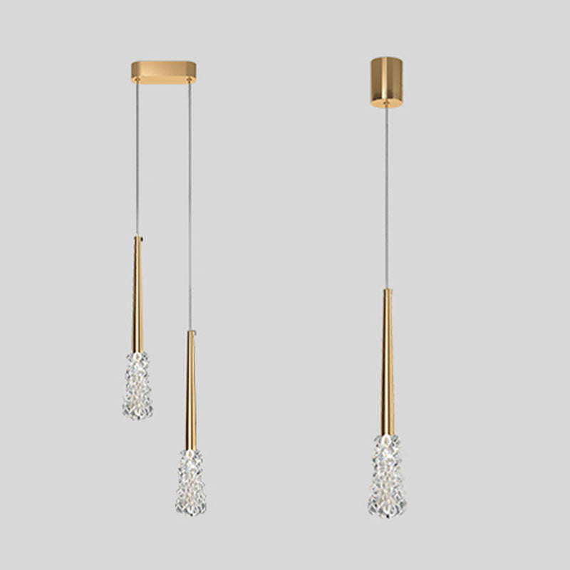 Luz de colgante de cristal transparente Lighting de suspensión de techo cónico de estilo moderno