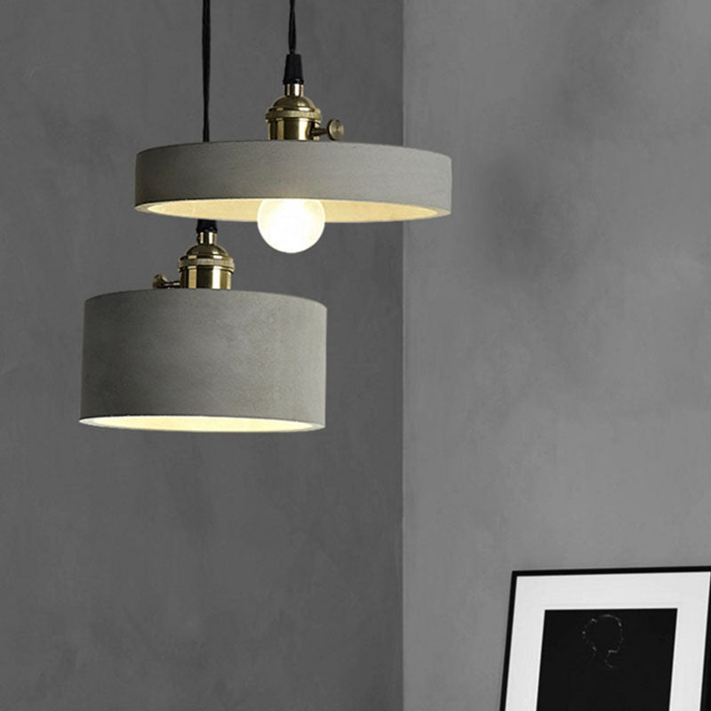 Geometrische Down -Beleuchtung Anhänger Moderner Zement 1 Licht hängende Leuchten in Grau