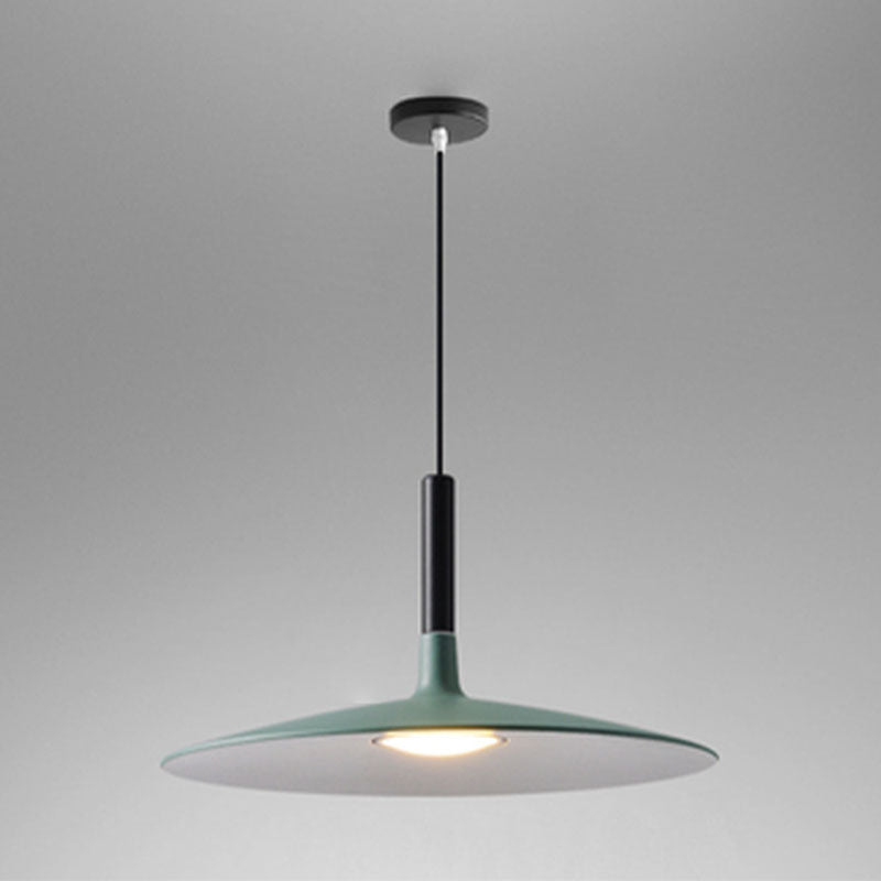 Minimalist Indoor Pendant Light, Metal Flat Shade LED Pendant Lighting