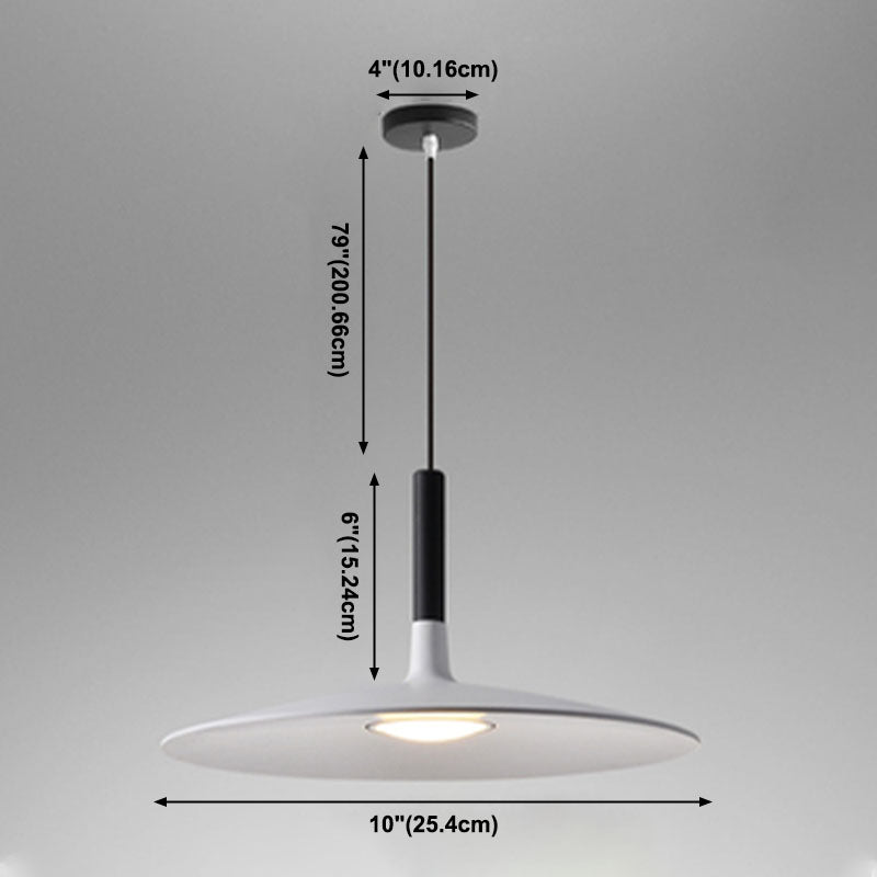 Minimalist Indoor Pendant Light, Metal Flat Shade LED Pendant Lighting