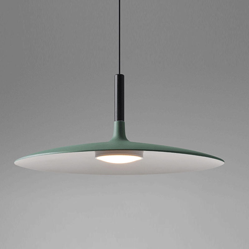 Minimalist Indoor Pendant Light, Metal Flat Shade LED Pendant Lighting