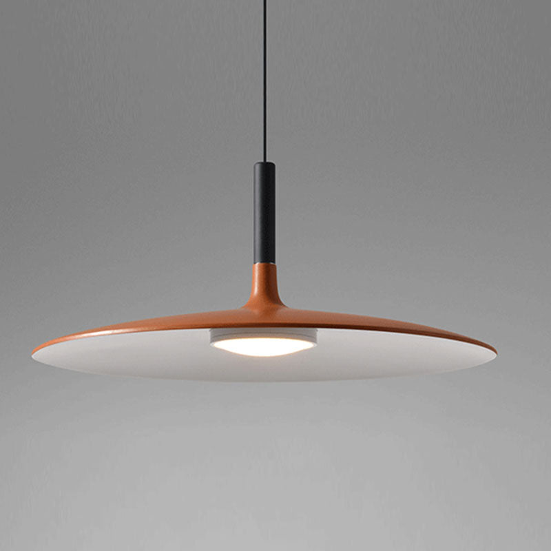 Minimalist Indoor Pendant Light, Metal Flat Shade LED Pendant Lighting