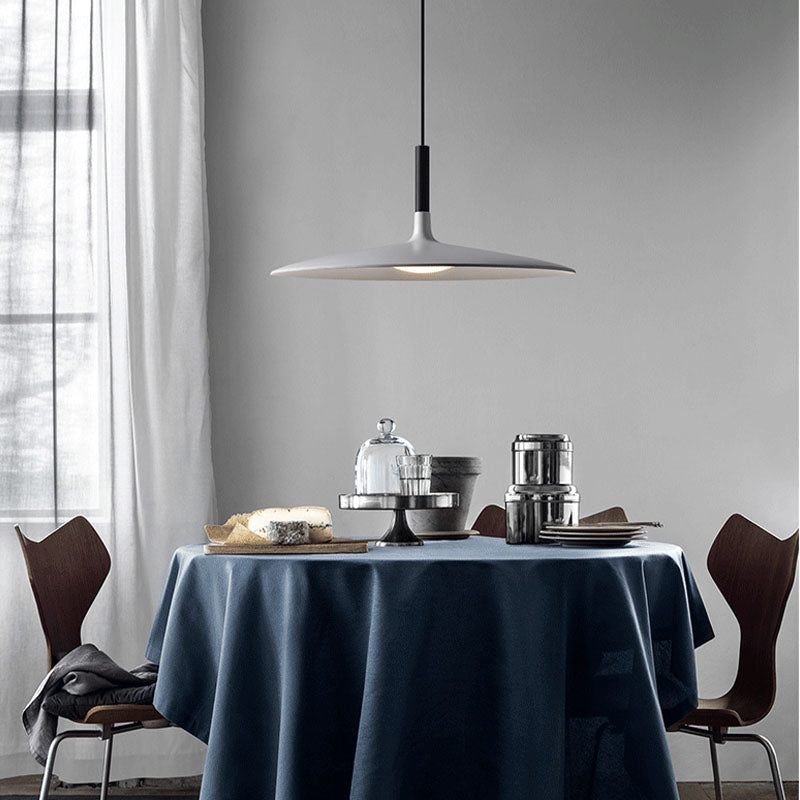 Minimalist Indoor Pendant Light, Metal Flat Shade LED Pendant Lighting