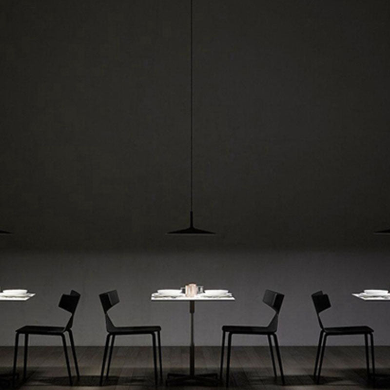 Minimalist Indoor Pendant Light, Metal Flat Shade LED Pendant Lighting