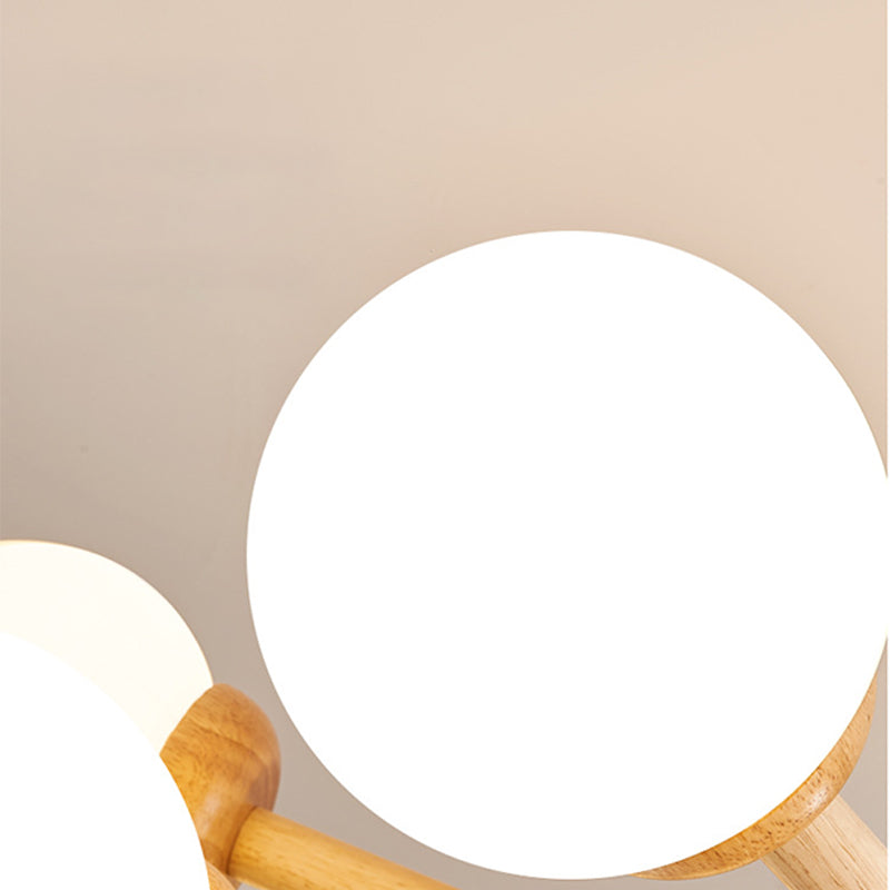 Globe Chandelier Light Fixtures Modern Multi-Head Beige Chandelier Lamp with Glass Shade