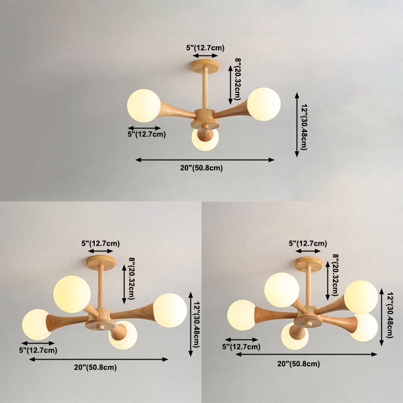 Globe Kronleuchterleuchten moderne Multi-Head-Kronleuchterlampe mit Glasschatten