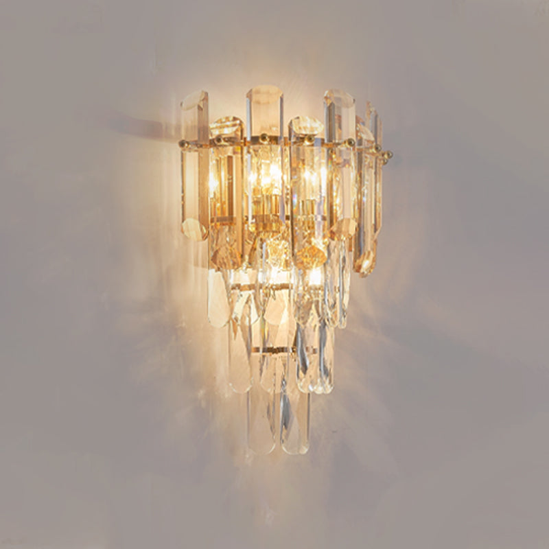 Rectangular-Cut Crystals Flush Mount Wall Sconce Postmodern Sconce Light Fixture