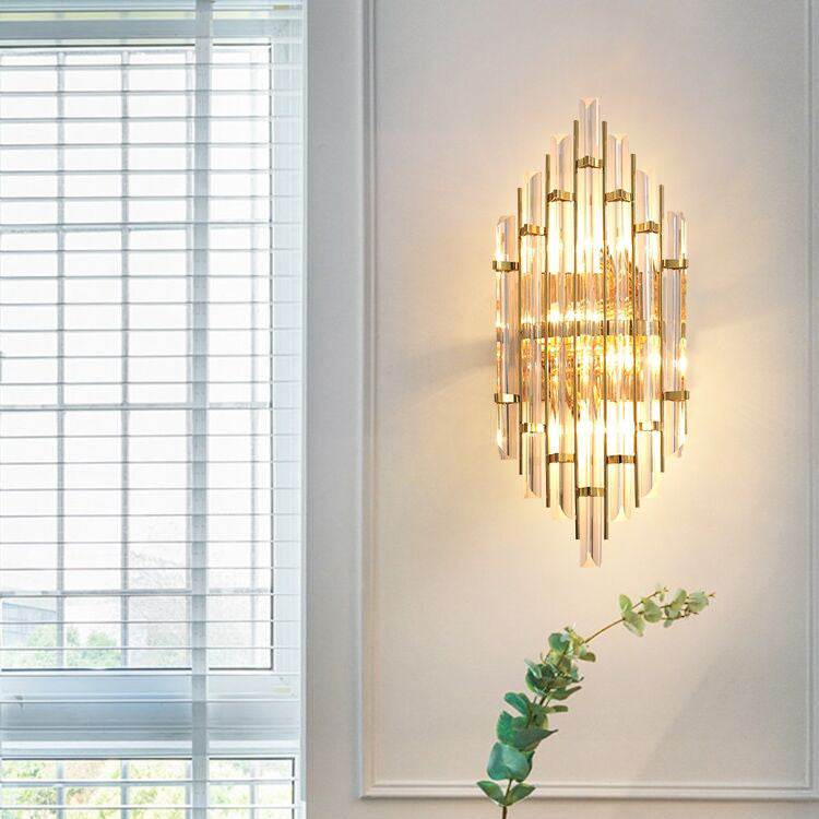 Rectangular-Cut Crystals Flush Mount Wall Sconce Postmodern Sconce Light Fixture