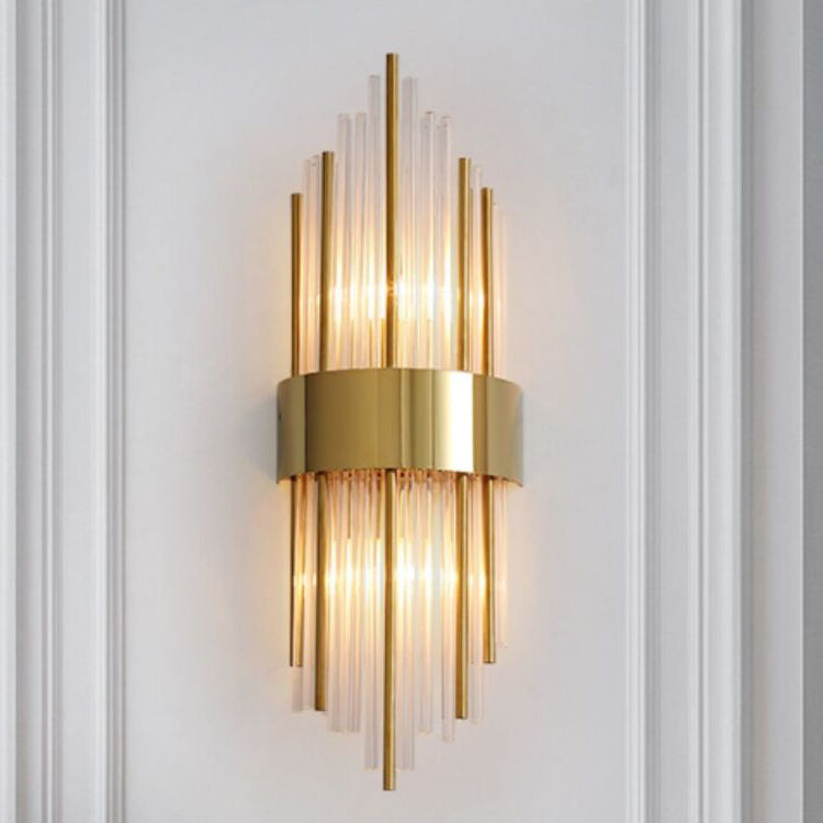 Rectangular-Cut Crystals Flush Mount Wall Sconce Postmodern Sconce Light Fixture