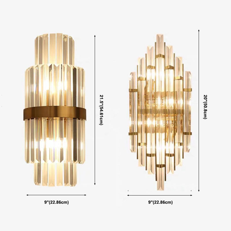 Rectangular-Cut Crystals Flush Mount Wall Sconce Postmodern Sconce Light Fixture