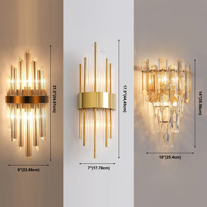 Rectangular-Cut Crystals Flush Mount Wall Sconce Postmodern Sconce Light Fixture