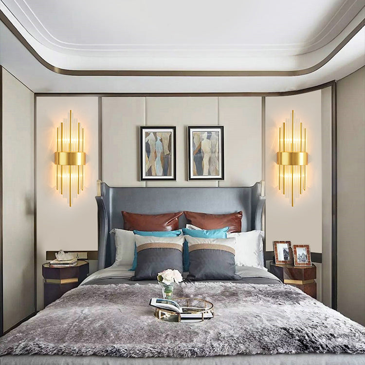 Rectangular-Cut Crystals Flush Mount Wall Sconce Postmodern Sconce Light Fixture